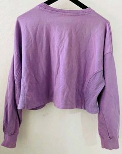 Casual Purple Cropped Sweatshirt