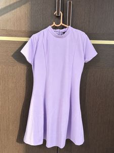 Tokyo Talkies Lavender Textured Fit & Flare Dress