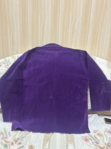 Purple Velvet Double-Breasted Blazer