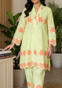 Beautiful Light Green Kurta Set with Orange Floral