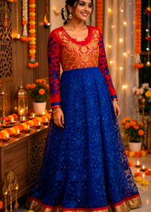 Elegant Blue Anarkali Kurta Set