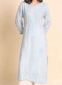 Elegant Light Blue Embroidered Kurta