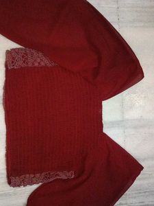 Maroon Crochet Blouse with Dupatta