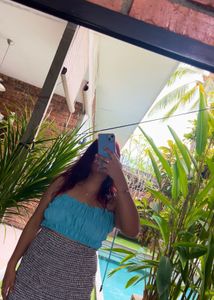 Chic Blue Smocked Tube Top