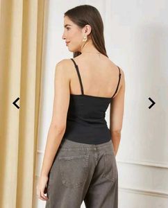 Cute Black Tie-Front Cami Top