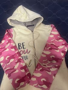 Cream Camo Sleeve Zip Hoodie