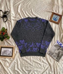 Vintage Grey & Purple Knit Sweater
