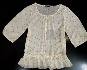 Chic Sheer Bow Print Top