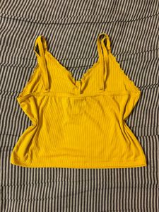 Yellow Spaghetti Strap Crop Top