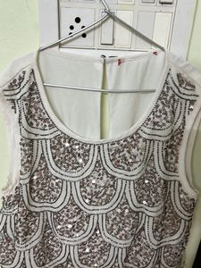 Heavy Sequence Off White Pretty Dress For Bust Siz