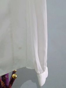 Elegant White Sheer Button-Up Blouse