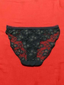 Women's Navy Blue Floral Lace Brief