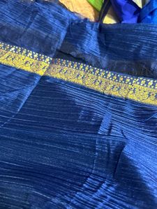 Elegant Blue Silk Saree with Gold Border