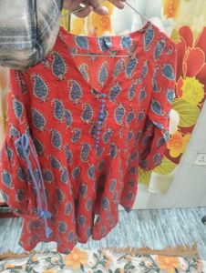 Red Paisley Print Top