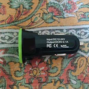 USB Car charger Adaptor Green Panel