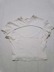 BAE SIC White Cut-Out Crop Top