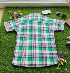 Green Plaid Short Sleeve Shirt