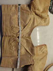 Gold Peach Saree+ 2 blouses