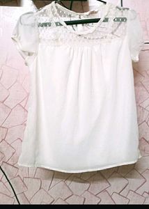 White Sheer Detail Blouse