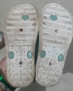Fuzzy Teal Flip-Flops with Bear Detail