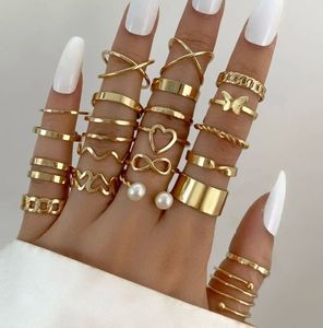 Assorted Gold Tone Stackable Rings Set of 22