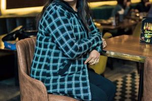 Plaid Coat with Fur Collar