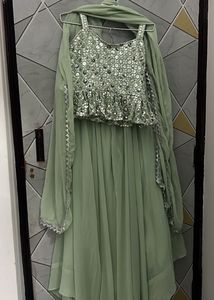 Sparkling short Kurta wd flare plaza n duptta