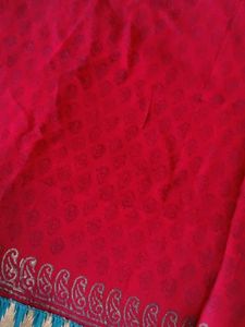 Vibrant Red Saree with Golden Border