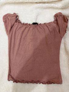 Pink Striped Off-Shoulder Top