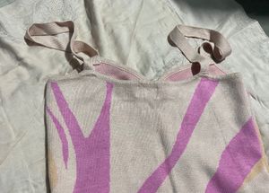 New Pink Patterned Midi Dress