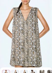 H&M Snake Print V-Neck Mini Dress