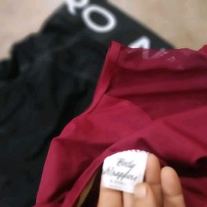 Maroon Mesh Neckline Crop Top