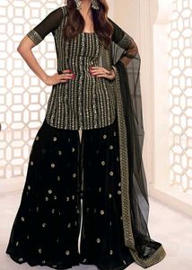 Elegant Black & Gold Sharara suit