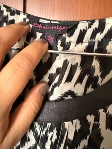 Boho Black &amp; White Ikat Print Kurta