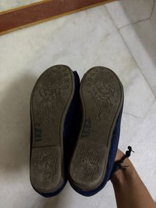 Navy Blue Ballerinas with Gold Bow