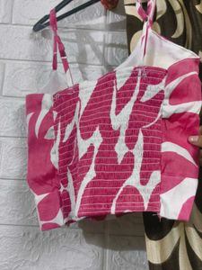 Pink &amp; White Patterned Crop &amp; padded top