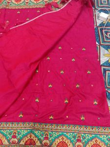 Vibrant Pink Embroidered Silk Saree