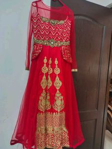Stunning Red & Gold Embroidered Gown