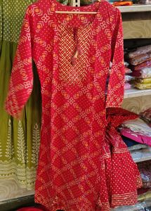 Vibrant Red Ethnic Kurta Set with garara