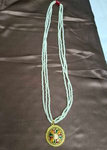 Men's Faux Pearl Necklace with Gold Plated Pendant