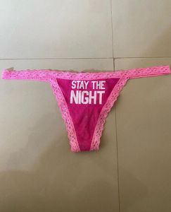 Pink Thong with "Stay The Night" Print