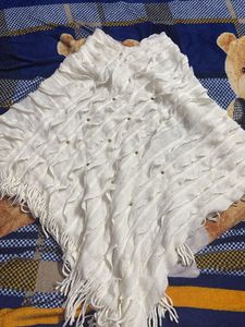 Elegant White Fringe Shawl