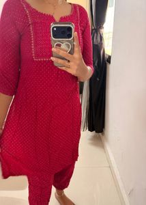 Beautiful Pink Embroidered Kurta set