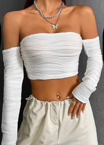 White Ruched Crop Top🎀