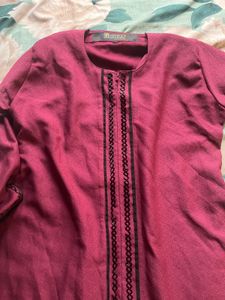 maroon abaya with cut dana work