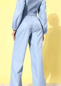 Checked Crop Top and Trouser Set