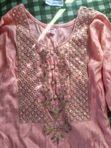 SALE❗peach embroidery festive kurta