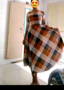 Stylish Checkered Print Maxi Dress