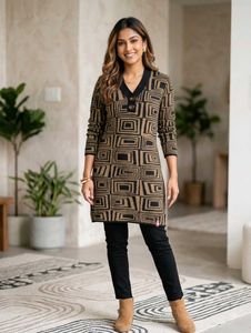 wool Stylish Geometric Print Kurta