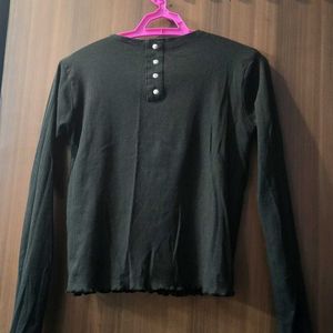 Ribbed Black Long Sleeve Top